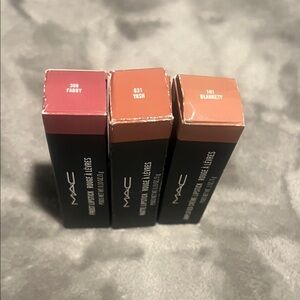 MAC lipstick trio. *full size* shades Blankety/Fabby/Yash.